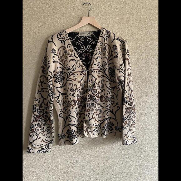 RETIRED‎ PERUVIAN LINK Cardigan Sweater *XL* 100% Alpaca w/Metal Eyelet Clasps - Picture 1 of 9